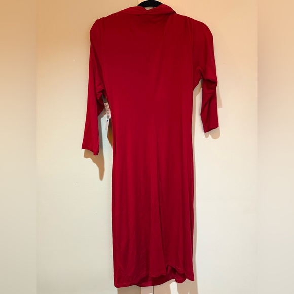 Karen Kane Red Ruched Wrap Dress 3/4 Sleeve - Picture 7 of 7